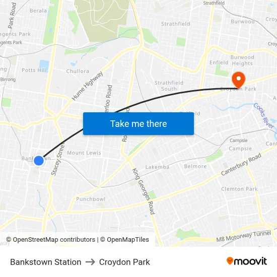 Bankstown Station to Croydon Park map