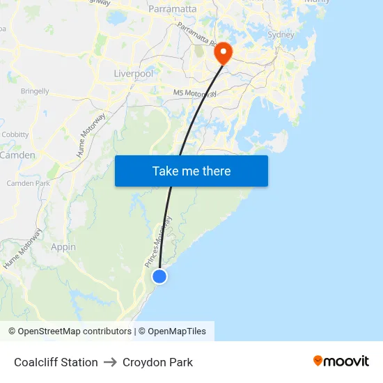 Coalcliff Station to Croydon Park map