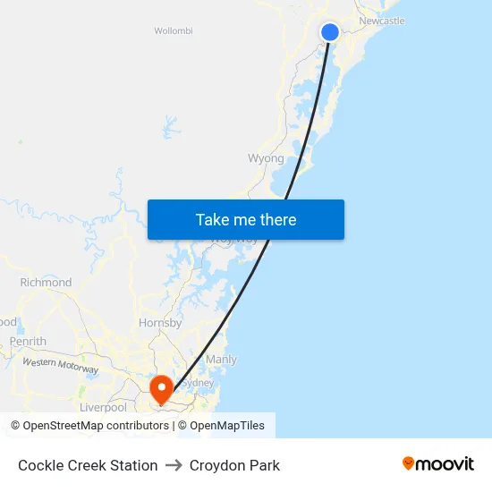 Cockle Creek Station to Croydon Park map