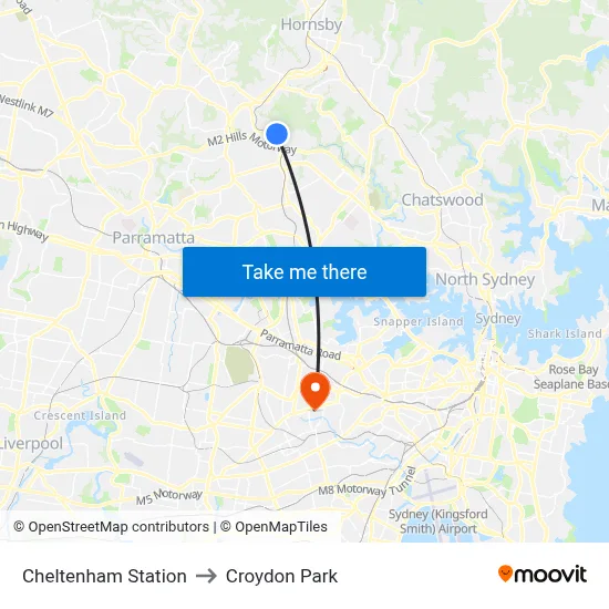 Cheltenham Station to Croydon Park map
