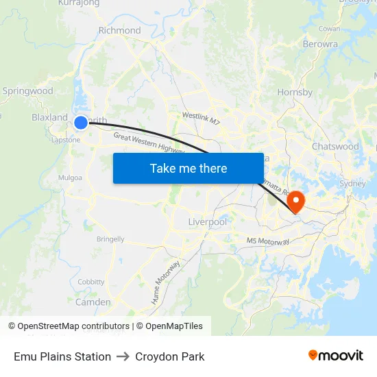 Emu Plains Station to Croydon Park map