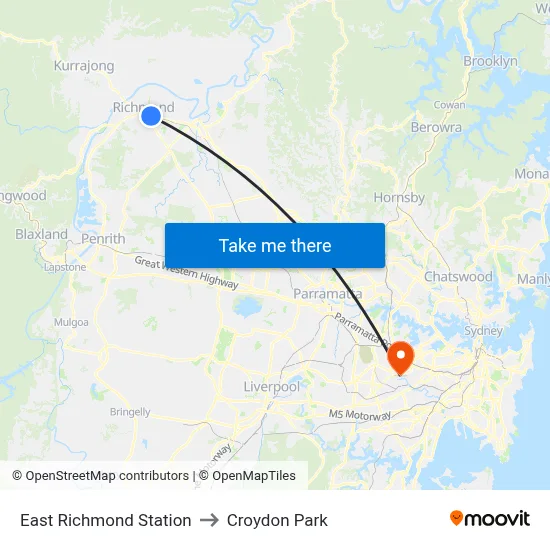 East Richmond Station to Croydon Park map