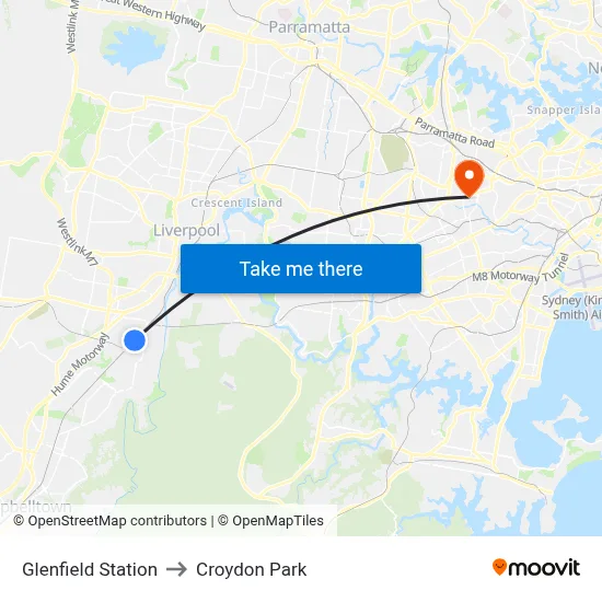 Glenfield Station to Croydon Park map