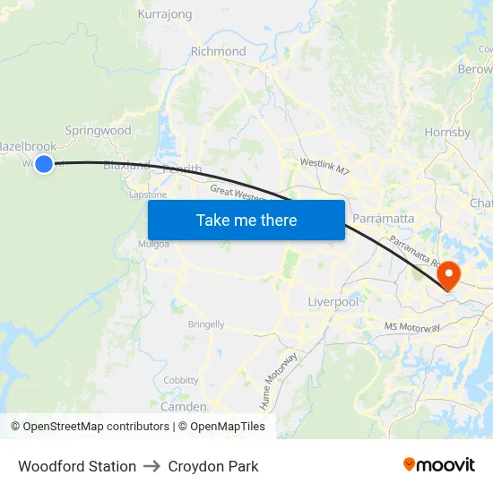Woodford Station to Croydon Park map
