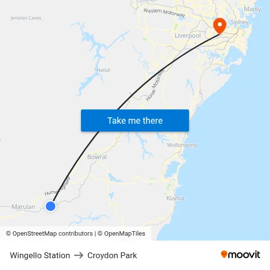 Wingello Station to Croydon Park map