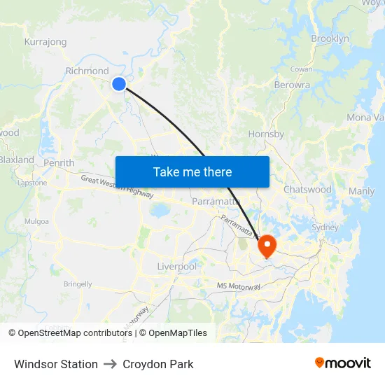 Windsor Station to Croydon Park map