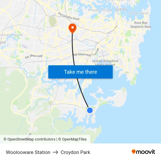 Woolooware Station to Croydon Park map