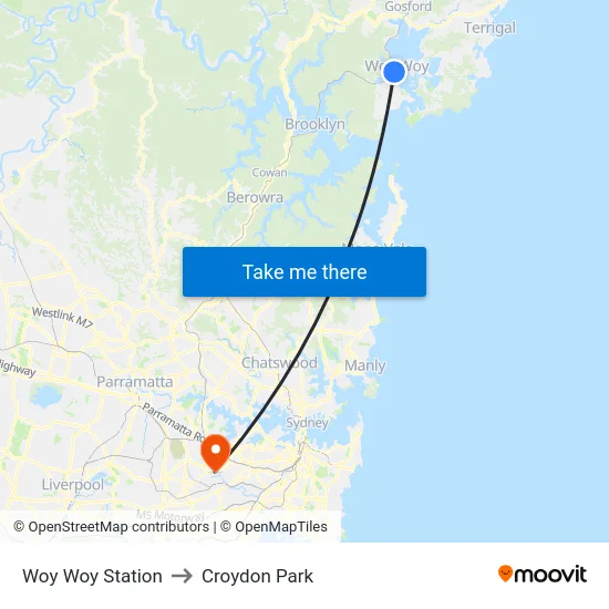Woy Woy Station to Croydon Park map