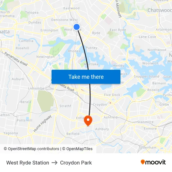 West Ryde Station to Croydon Park map