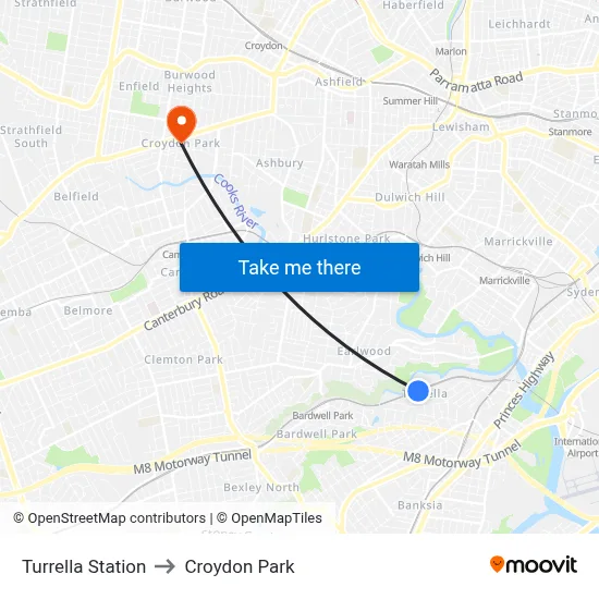 Turrella Station to Croydon Park map