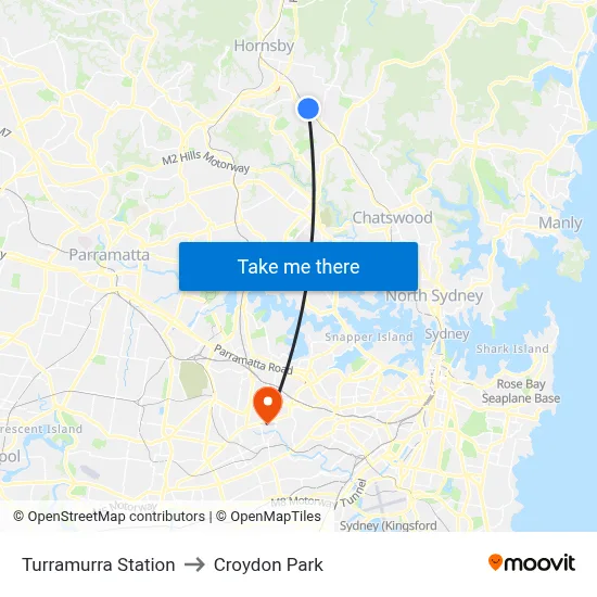 Turramurra Station to Croydon Park map