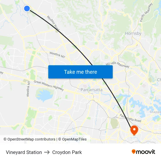 Vineyard Station to Croydon Park map