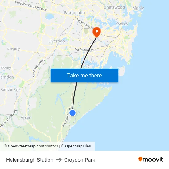 Helensburgh Station to Croydon Park map