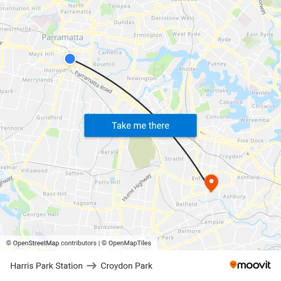 Harris Park Station to Croydon Park map