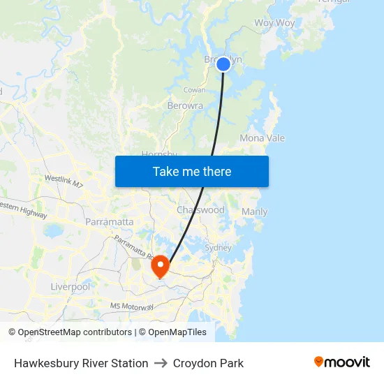 Hawkesbury River Station to Croydon Park map
