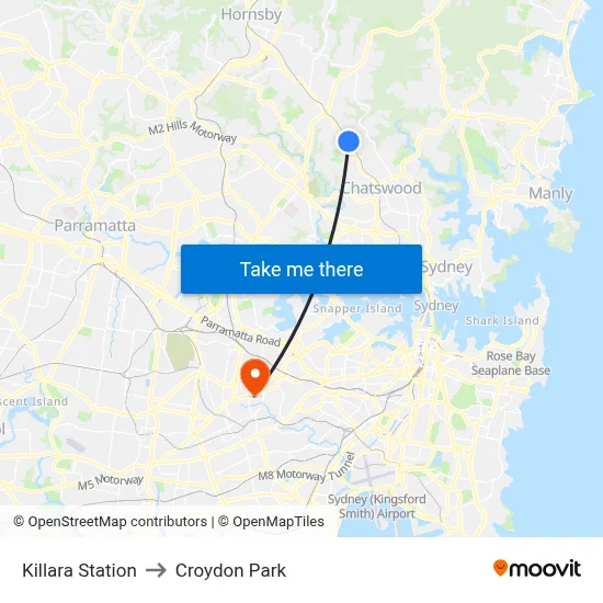Killara Station to Croydon Park map