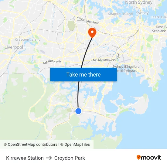 Kirrawee Station to Croydon Park map