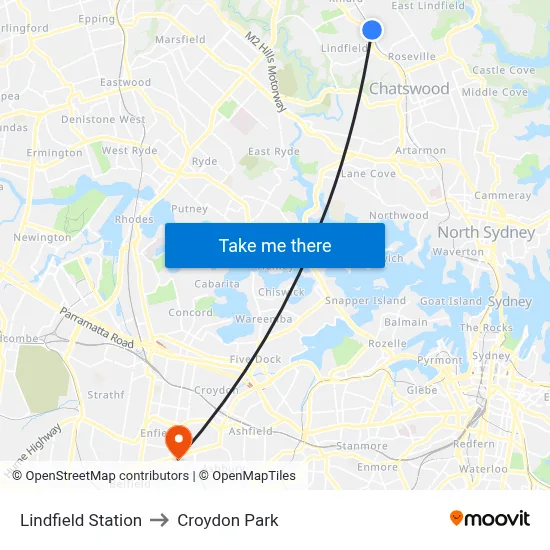 Lindfield Station to Croydon Park map
