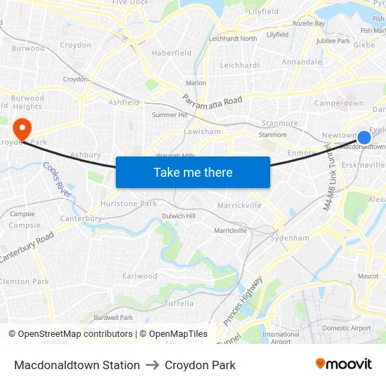 Macdonaldtown Station to Croydon Park map