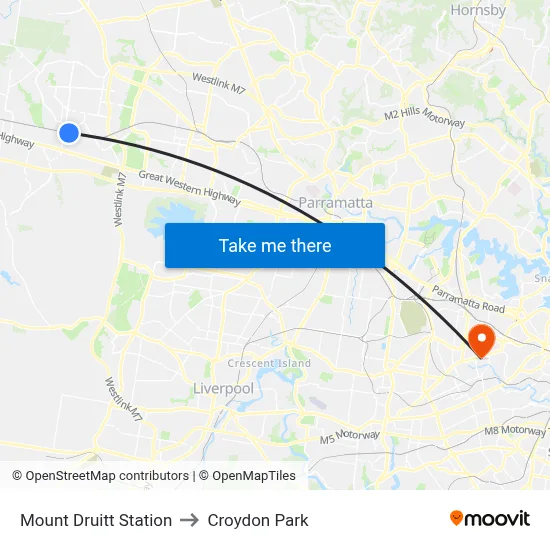 Mount Druitt Station to Croydon Park map