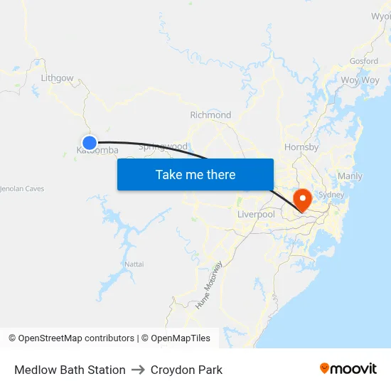 Medlow Bath Station to Croydon Park map
