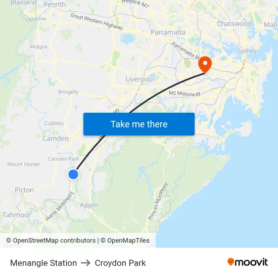 Menangle Station to Croydon Park map