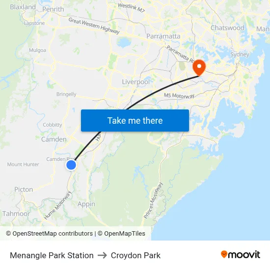 Menangle Park Station to Croydon Park map