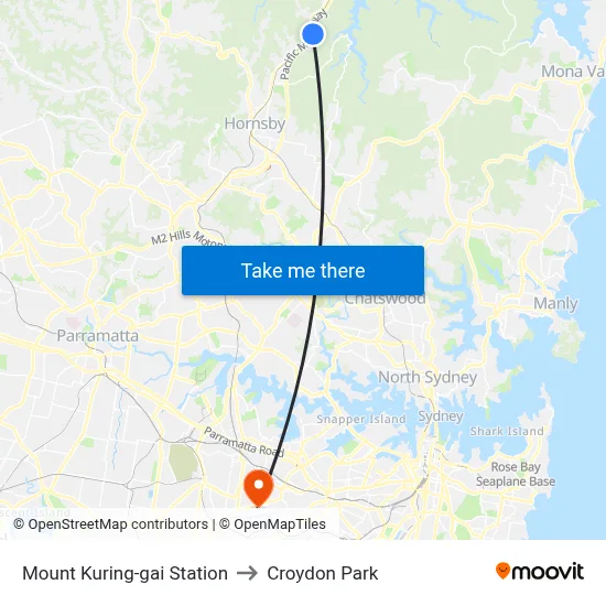Mount Kuring-gai Station to Croydon Park map