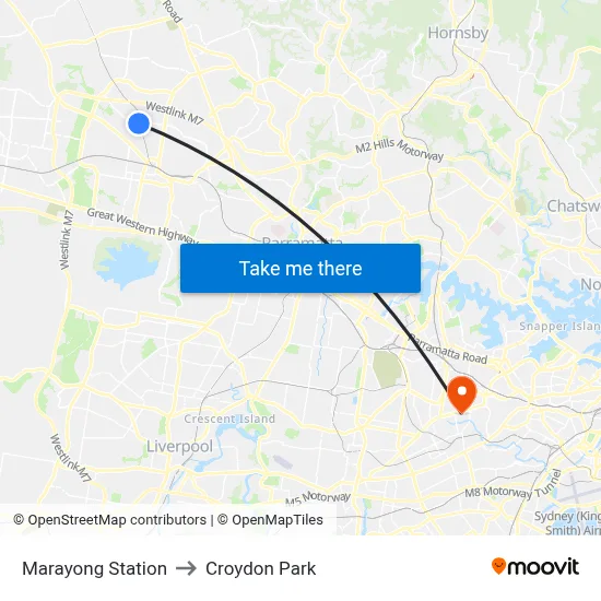 Marayong Station to Croydon Park map