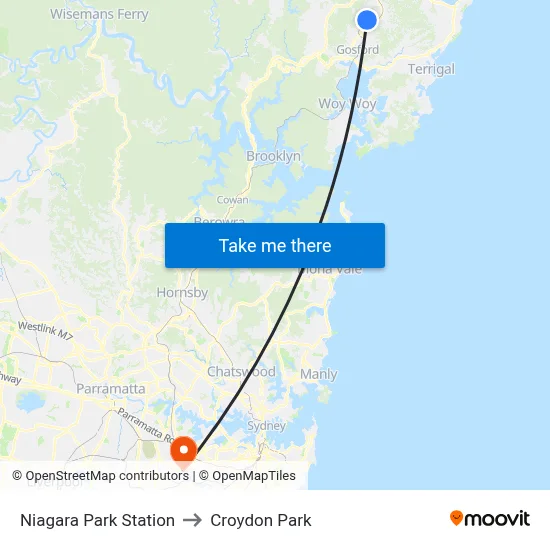 Niagara Park Station to Croydon Park map