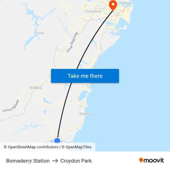 Bomaderry Station to Croydon Park map