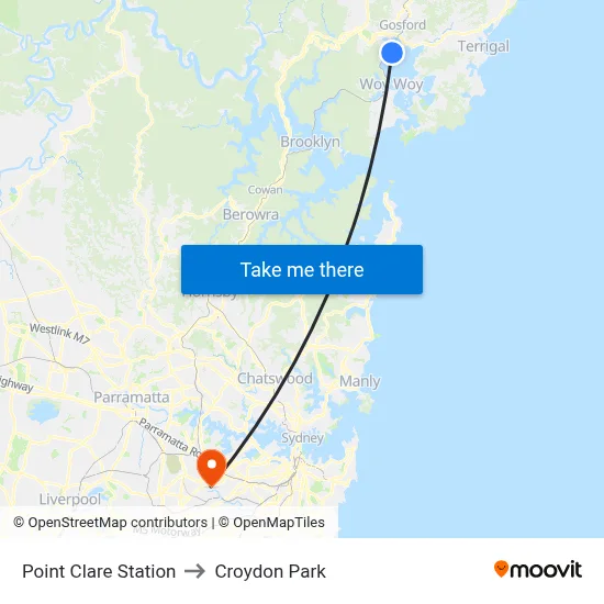 Point Clare Station to Croydon Park map