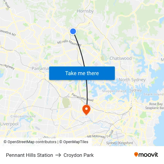 Pennant Hills Station to Croydon Park map