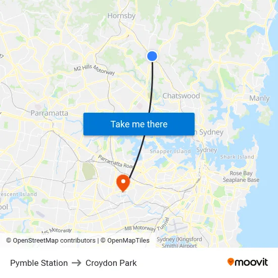 Pymble Station to Croydon Park map