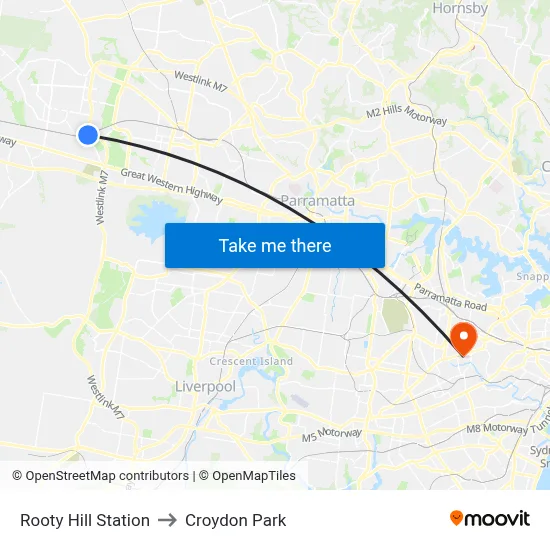Rooty Hill Station to Croydon Park map