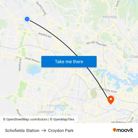 Schofields Station to Croydon Park map