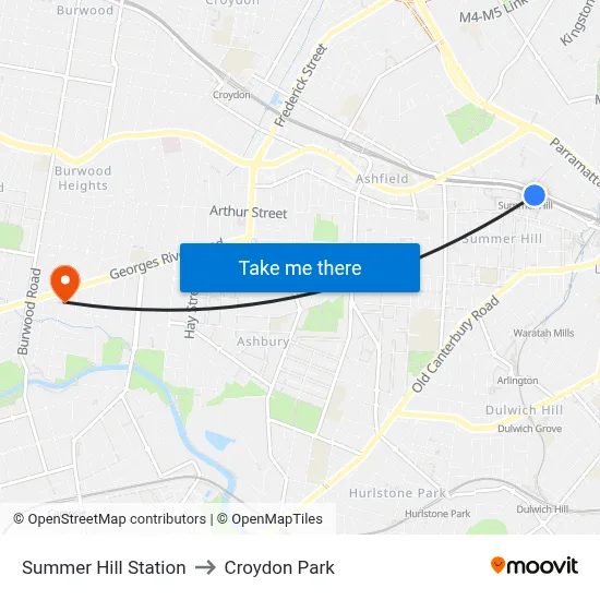 Summer Hill Station to Croydon Park map