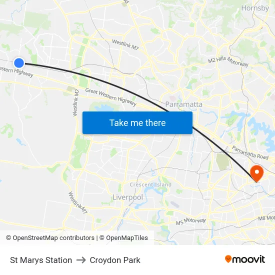 St Marys Station to Croydon Park map