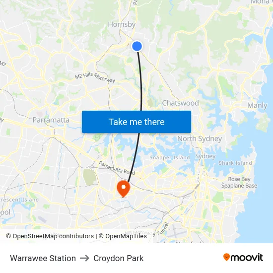 Warrawee Station to Croydon Park map