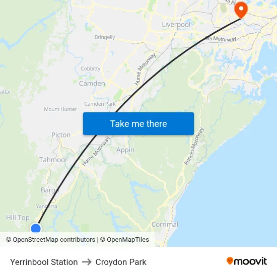Yerrinbool Station to Croydon Park map