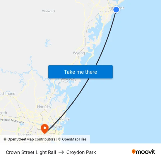 Crown Street Light Rail to Croydon Park map
