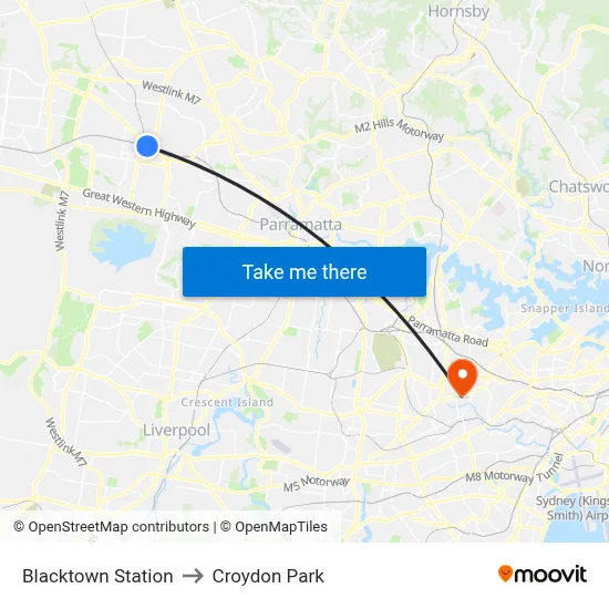 Blacktown Station to Croydon Park map