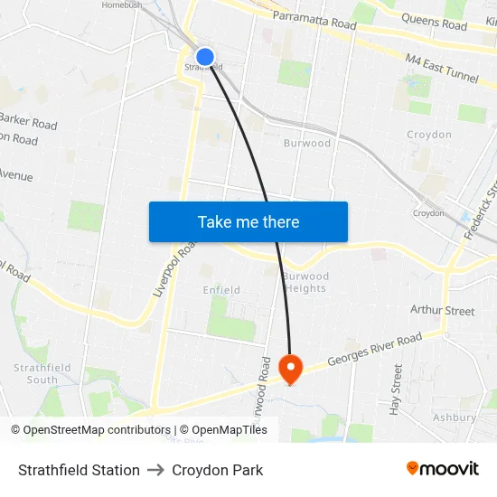 Strathfield Station to Croydon Park map