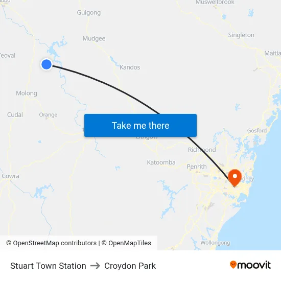 Stuart Town Station to Croydon Park map