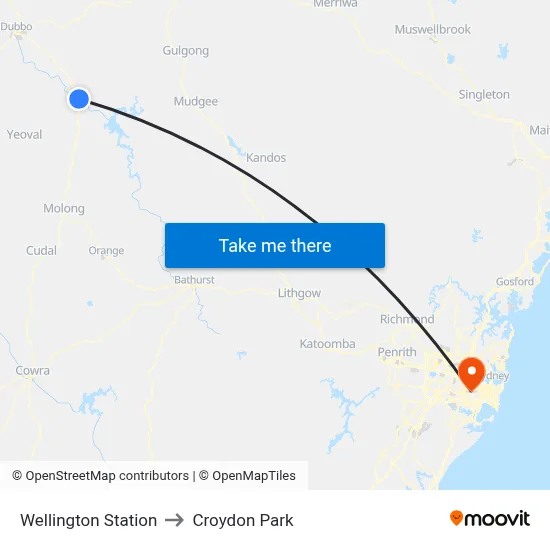 Wellington Station to Croydon Park map