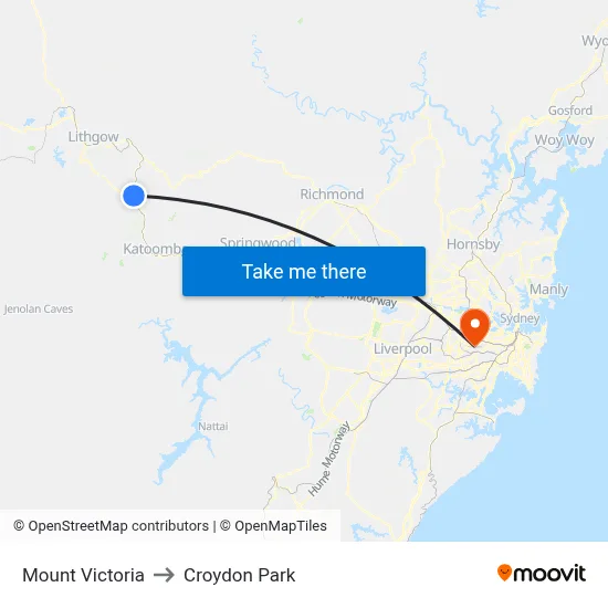 Mount Victoria to Croydon Park map