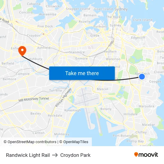 Randwick Light Rail to Croydon Park map