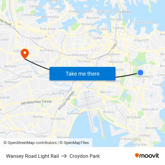 Wansey Road Light Rail to Croydon Park map
