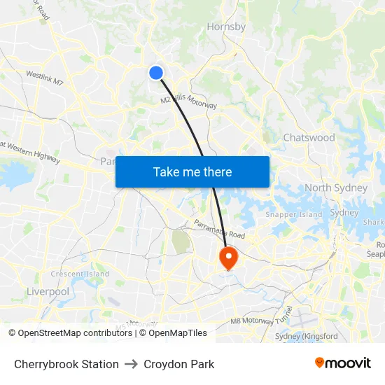 Cherrybrook Station to Croydon Park map