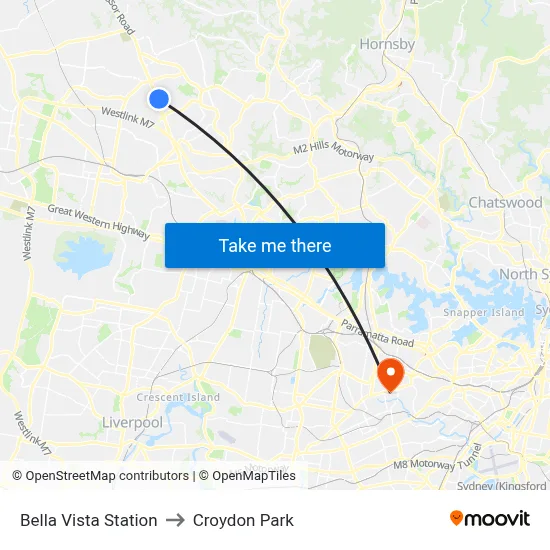 Bella Vista Station to Croydon Park map